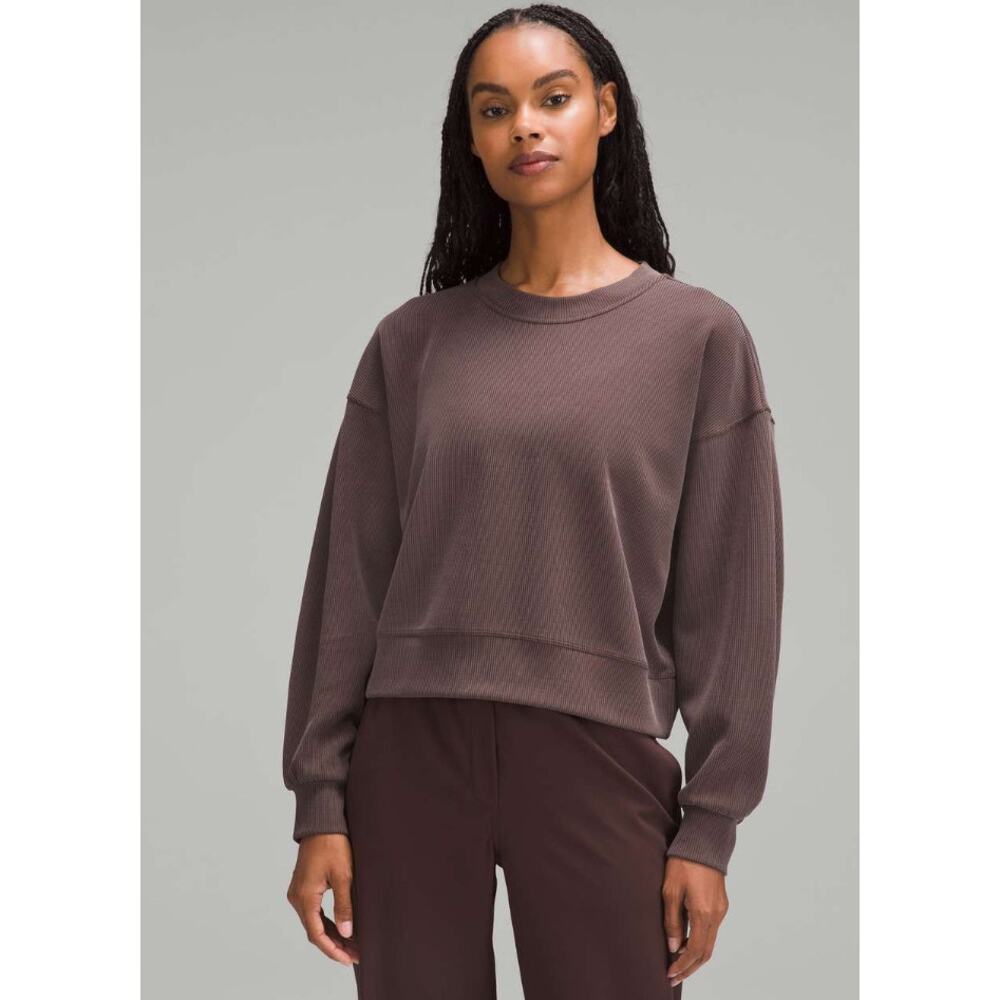 NWT Lululemon Ribbed Softstreme Perfectly Oversized Cropped Crew ESPRESSO 4 RARE